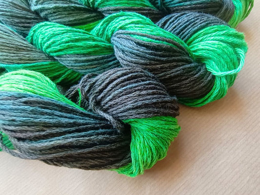 RúnjaCrafts Hand-Dyed Yarn - Spring Forest | Lovely Cotton Yarn with Linen (Aran) - 50g