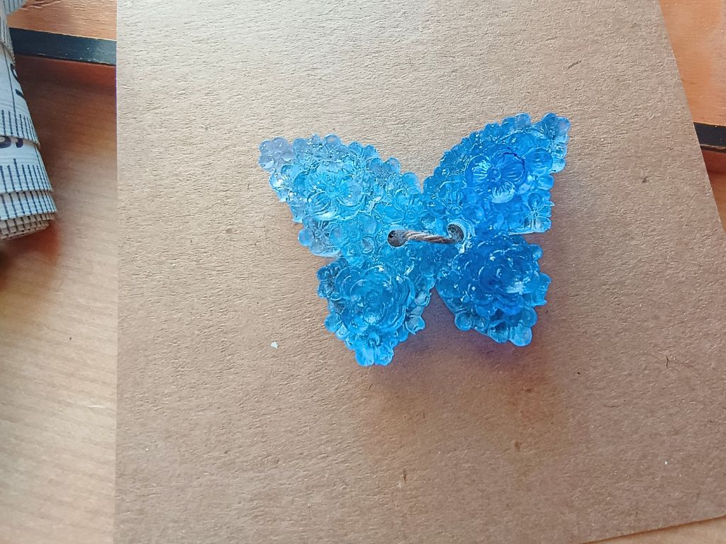 Clear Ice Blue Butterfly Button - Detailed Resin Statement Button (Sold Individually)