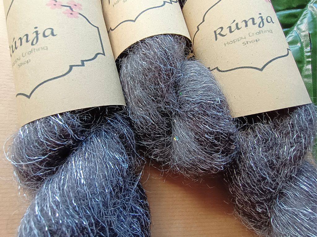 Silver Flame Glitter Mohair Yarn | Hand Dyed Luxury Yarn with Sequins