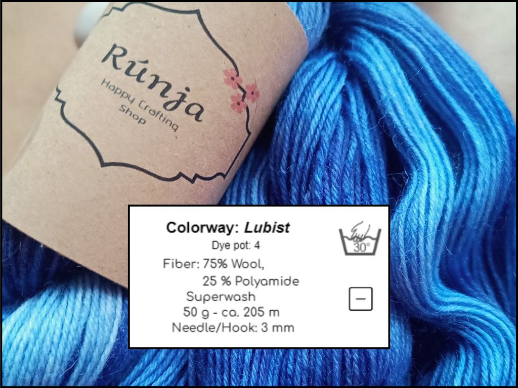 Lubist. 50g - Hand-dyed yarn. Denim colors.