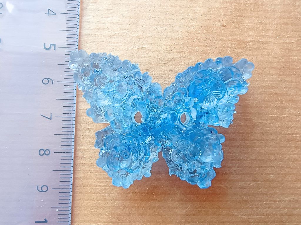 Clear Ice Blue Butterfly Button - Detailed Resin Statement Button (Sold Individually)