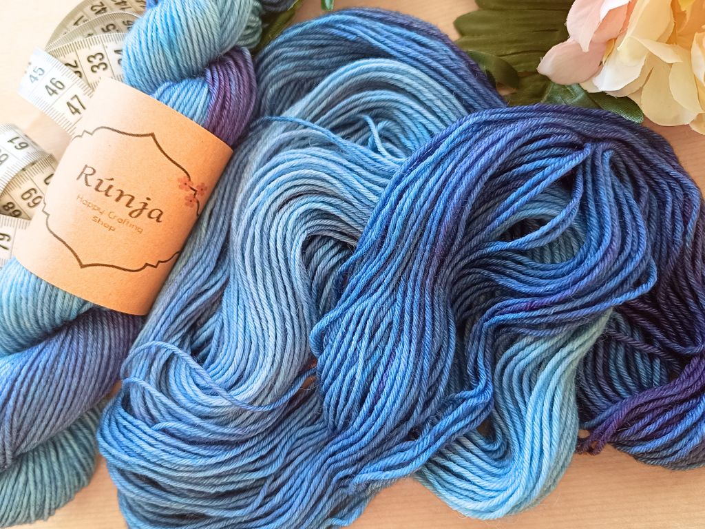 Hand dyed DK yarn - Stay - Blue & Purple Merino Wool - 50g