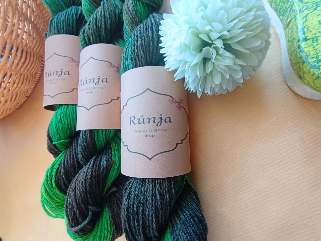 RúnjaCrafts Hand-Dyed Yarn - Spring Forest | Lovely Cotton Yarn with Linen (Aran) - 50g