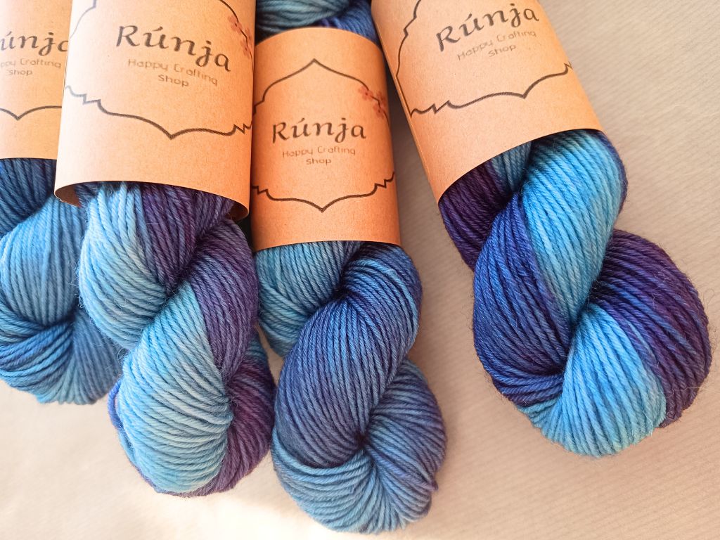 Hand dyed DK yarn - Stay - Blue & Purple Merino Wool - 50g
