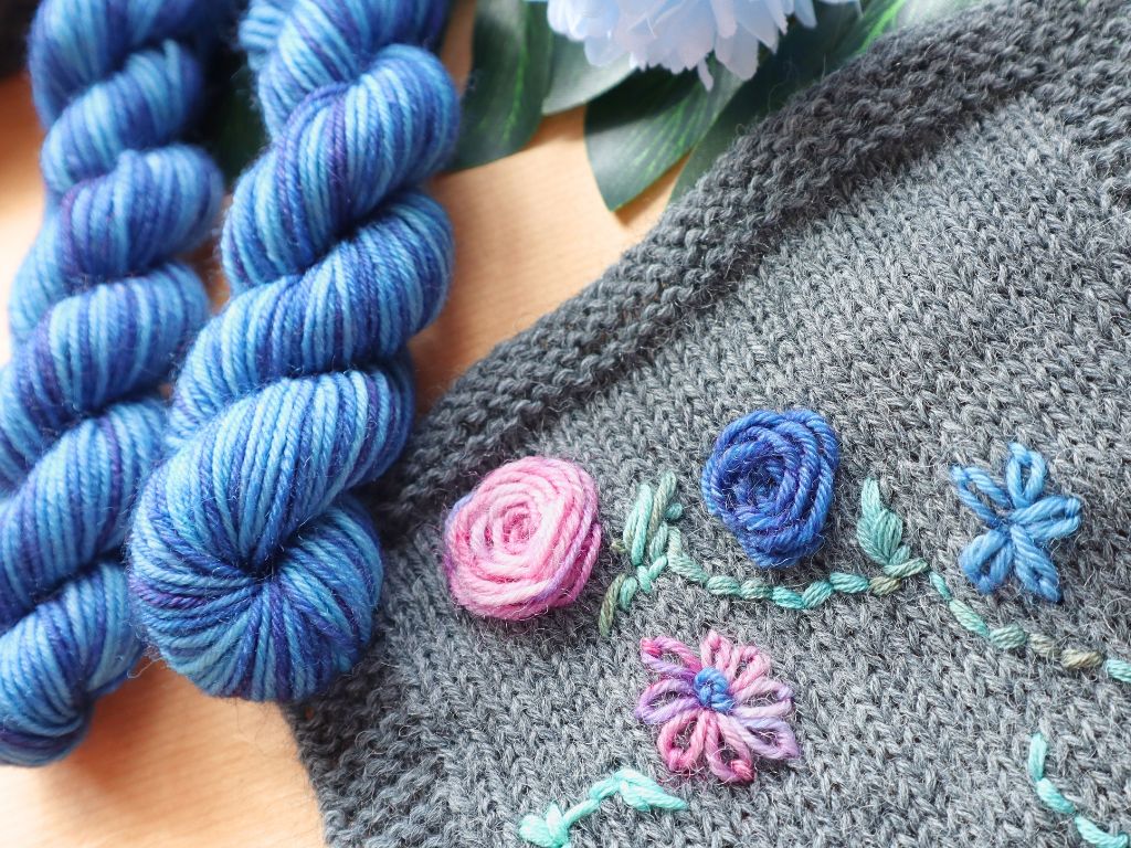 Blue Hand-Dyed Wool/Polyamide (DK) – 20g – "Stay"