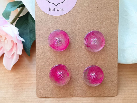 Hand-Cast Buttons with Pink Swirls - Unique Luxury for Knitting (25mm, 4pcs)