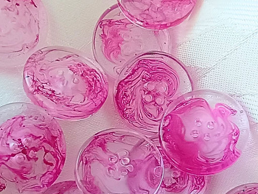 Hand-Cast Buttons with Pink Swirls - Unique Luxury for Knitting (25mm, 4pcs)