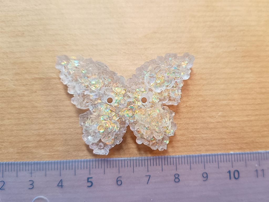 Exclusive Handmade Butterfly Buttons in Resin – Iridescent Glitter (50 mm)