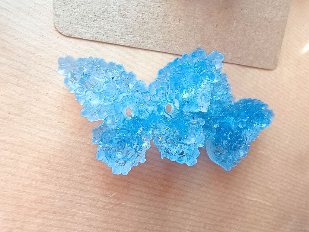 Clear Ice Blue Butterfly Button - Detailed Resin Statement Button (Sold Individually)