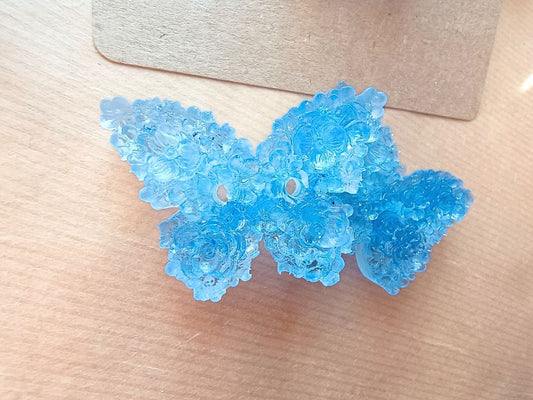 Clear Ice Blue Butterfly Button - Detailed Resin Statement Button (Sold Individually)