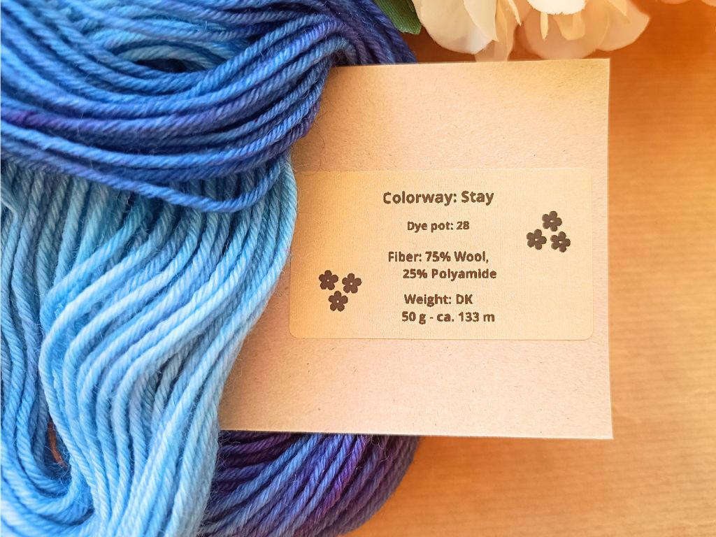 Hand dyed DK yarn - Stay - Blue & Purple Merino Wool - 50g