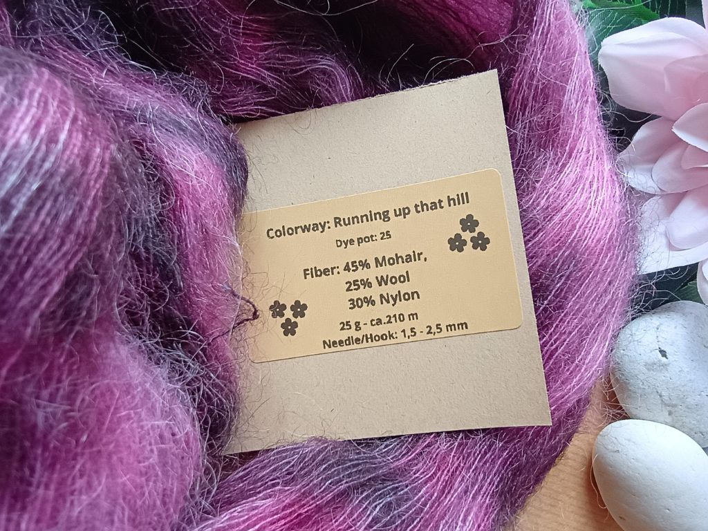 RúnjaCrafts "Running up that hill" Mohair Blend Yarn | Hand-dyed Luxury Yarn for Knitting and Crocheting