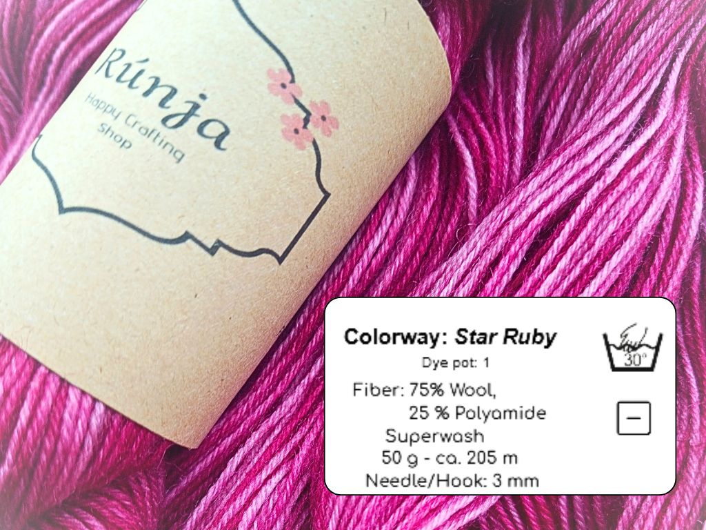 Star Ruby – Hand-dyed Merino Wool & Nylon Sock Yarn (50g) – Pink Melange