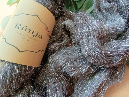 Silver Flame Glitter Mohair Yarn | Hand Dyed Luxury Yarn with Sequins