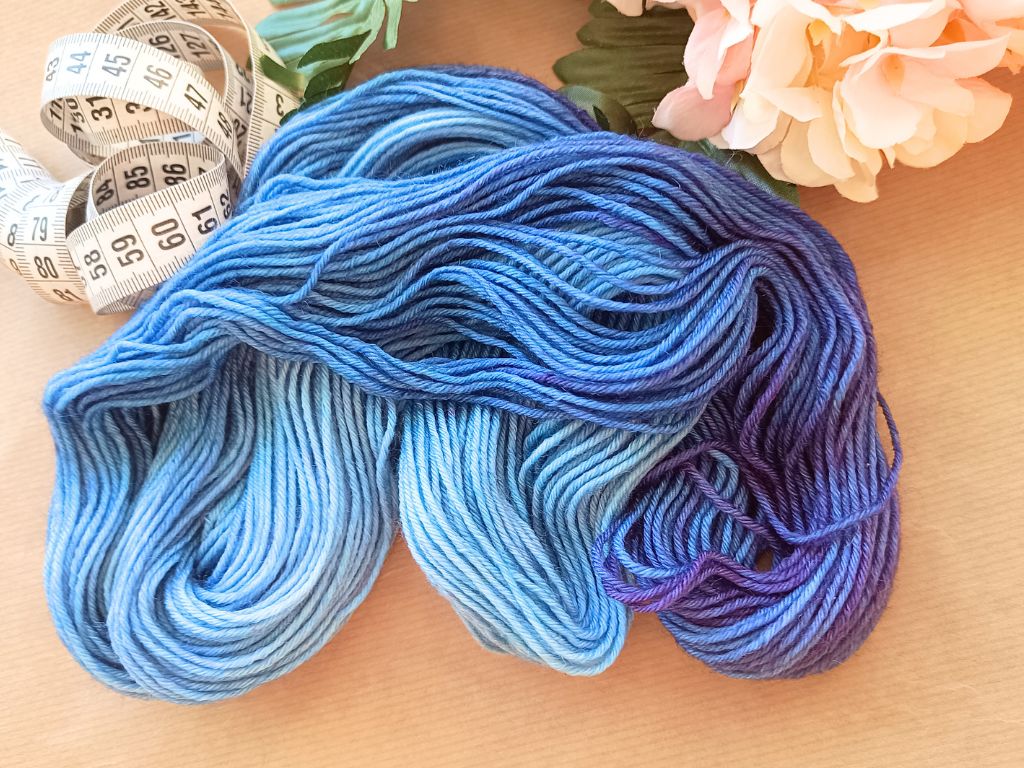 Hand dyed DK yarn - Stay - Blue & Purple Merino Wool - 50g