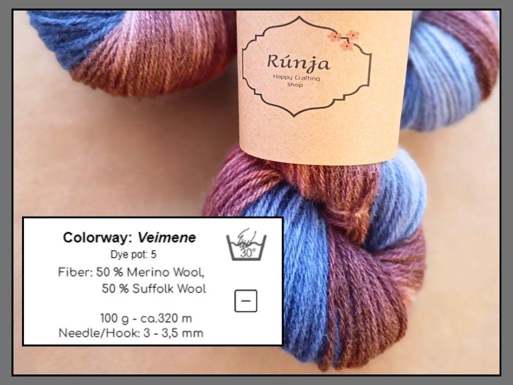 Veimene - 100g - Merino and Suffork wool.