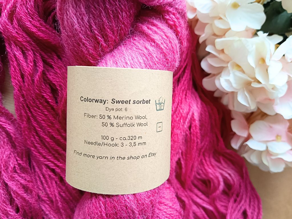 Sweet sorbet - 100g - Merino and Suffolk wool.